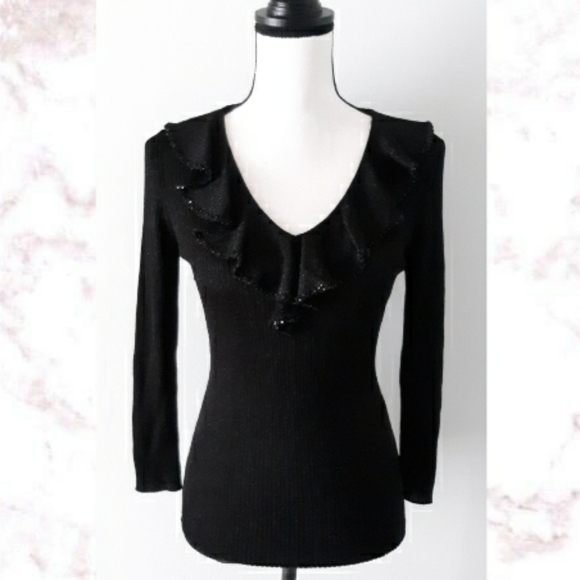 Dana Buchman Tops - Dana Buchman Beaded Ruffle Top